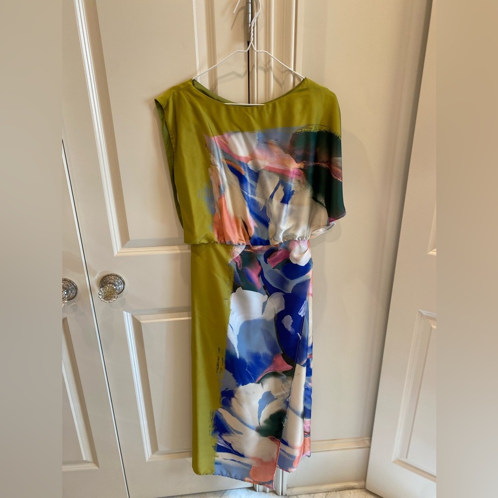 Zara Asymmetrical Dress in Green and Blue